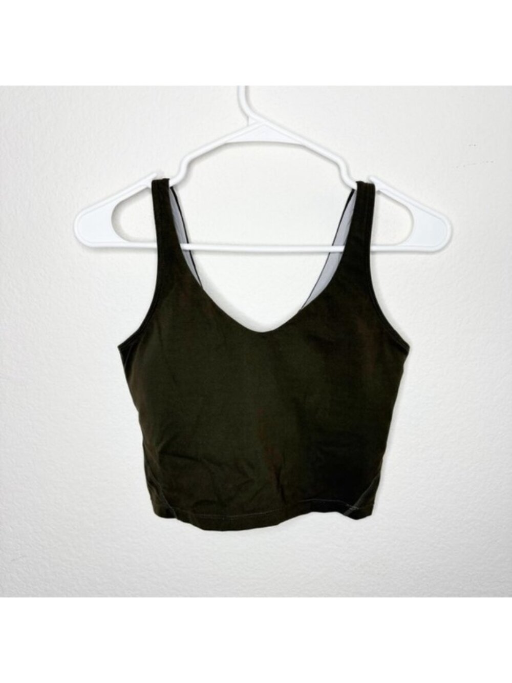 Army green V-Neck Crop Tank Top